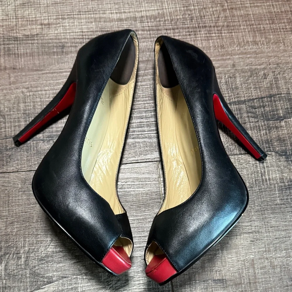 Christian Louboutin Black Peep Toe Heels - Picture 8 of 15
